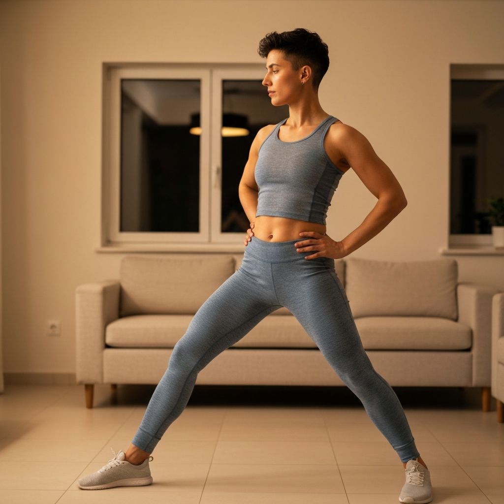 Person performing hip mobility exercise